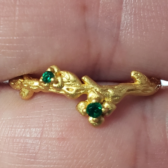 925 Sterling Silver Plant Leaf Flowers Branch 18k - Picture 5 of 8